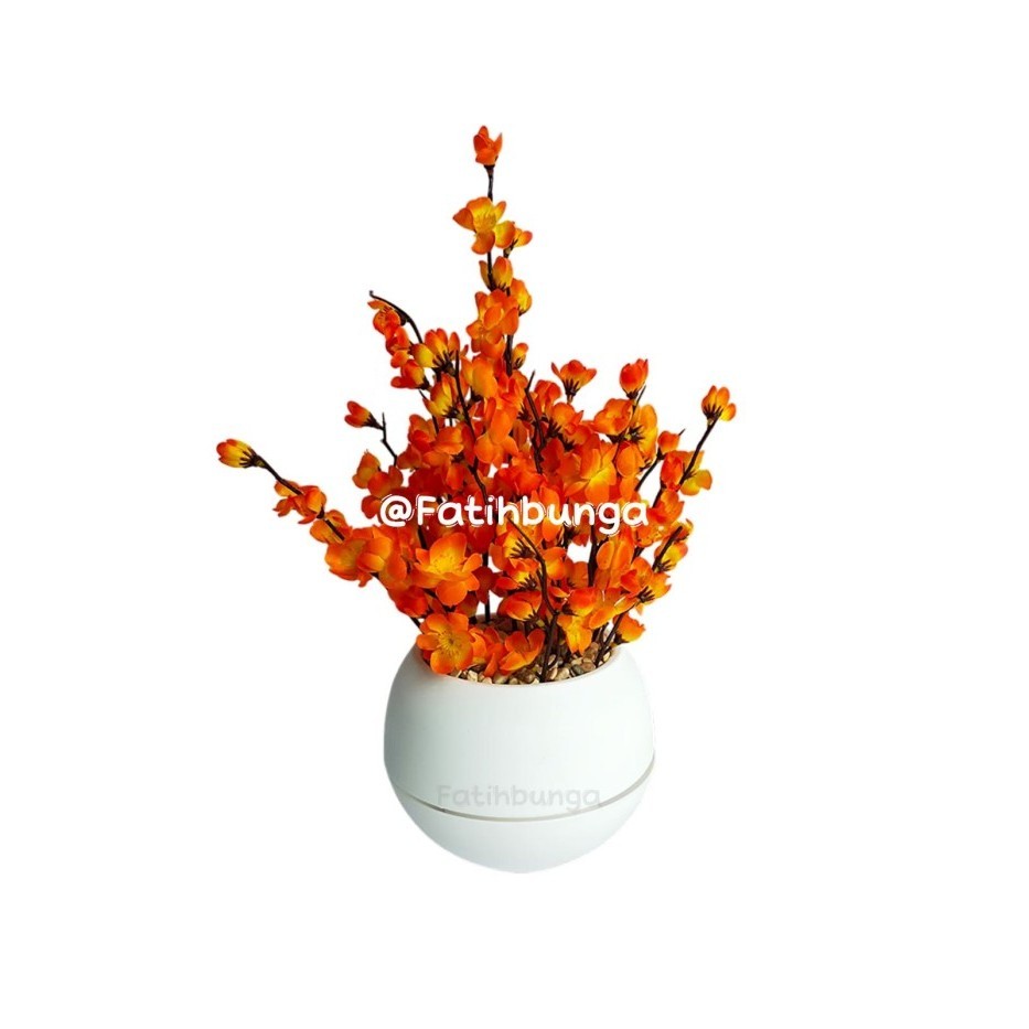 Bunga Sakura Pot Bulat/Bunga Sakura Hias/Bunga Sakura Plastik