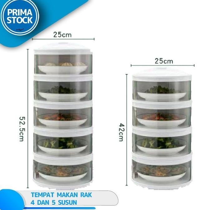 TUDUNG SAJI LACI RAK RANTANG TUTUP TEMPAT PENYIMPAN MAKANAN 5 SUSUN
