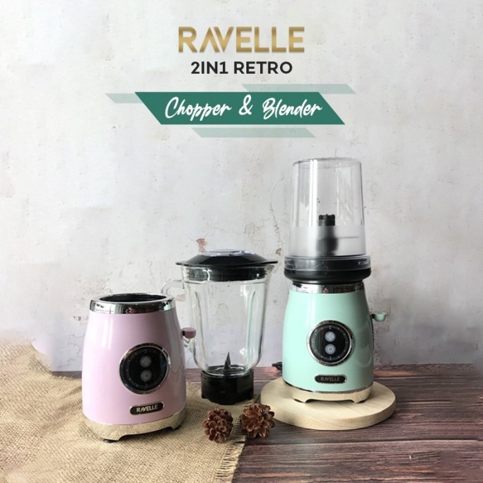 Retro Blender Plus Chopper - Vintage Chopper Blender - Ravelle - Pink