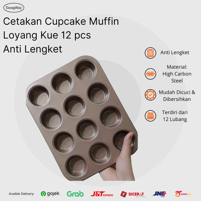 

AL768 Cetakan Cupcake Muffin 12pcs Loyang Kue Cup Cakes Anti Lengket TERMURAH