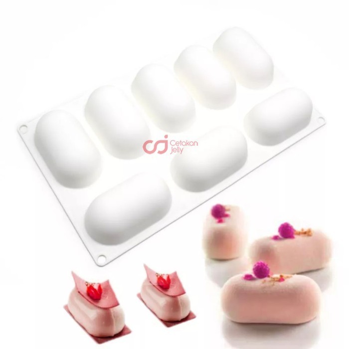 

SR327 CJ Cetakan Silikon Cake Kue Bolu Puding Jelly Sabun New Eclair 8 Cav BIG SALE