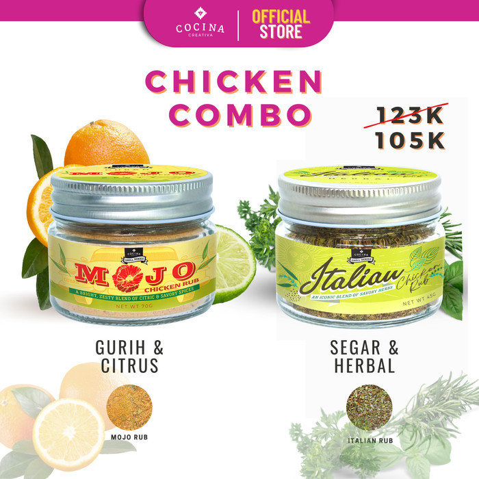 

JJ525 Chicken Combo / Mojo Rub & Italian Rub - Bumbu Masak NEW