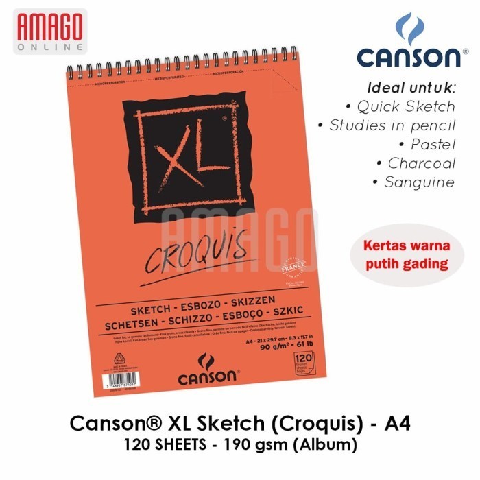

Buku Canson Xl Sketch (Croquis) - 120 Sheets - A4 - 90 Gsm - 200787103 -Anza Wahda