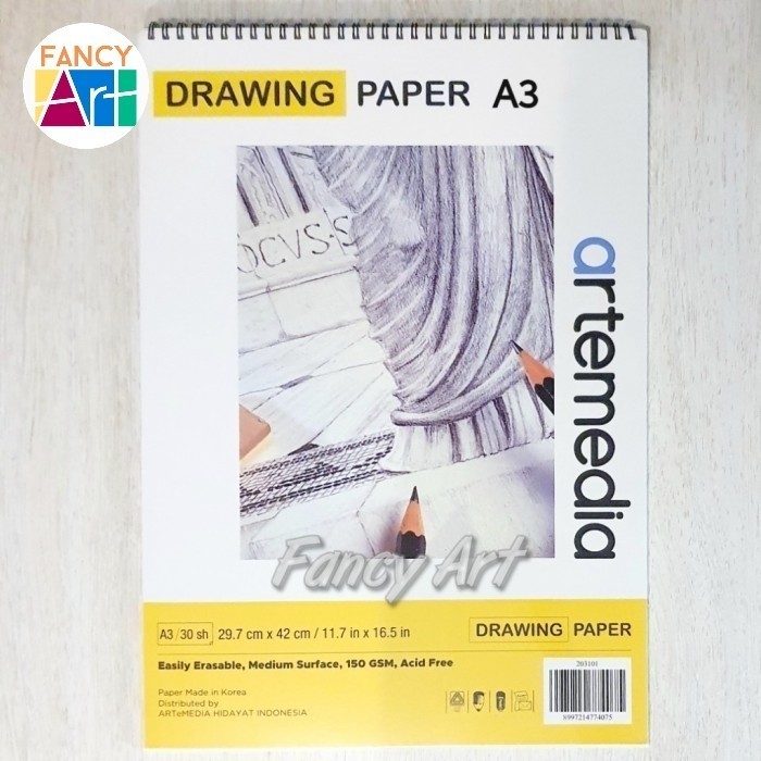 

Artemedia Drawing Paper Sketch Book A3 Wirebound 150Gsm Kertas Gambar -Anza Wahda