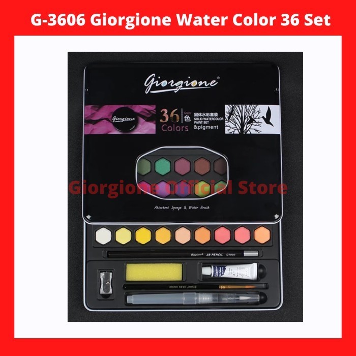 

G-3601 Giorgione Water Color Set 36 Warna Kuas Lukis Cat Air Solid -Anza Wahda