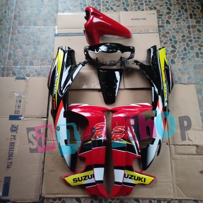 New Full Body Halus Suzuki Smash 110 Lama Merah Hitam + Striping Diskon