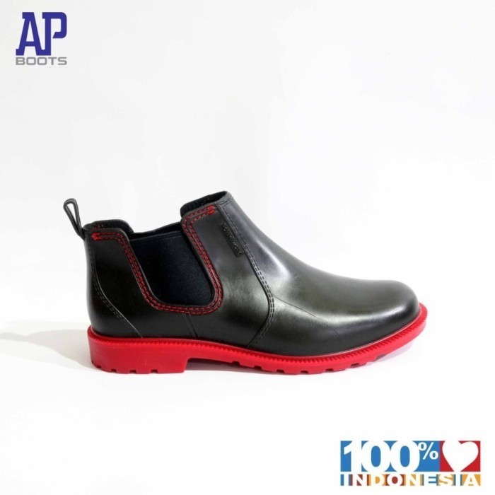 SEPATU BOOT PENDEK AP BOOTS HOBBY & WORK HITAM MERAH SAFETY BOOT AP
