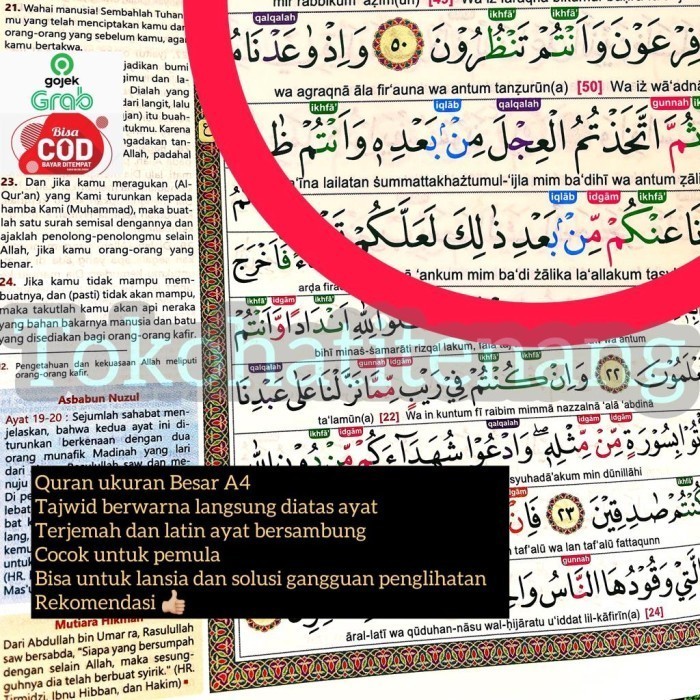 Al Quran Alquran Besar A4 Terjemah Latin Per Ayat Tajwid Warna 30 Juz