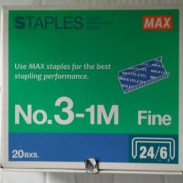 

Asli Isi Staples Max No.3 (24/6) /Box Isi 20 Pak Kecil Harga Spesial