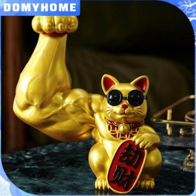 Otot Cina Lengan Lucky Cat Patung Feng Shui Kucing Melambai Lengan
