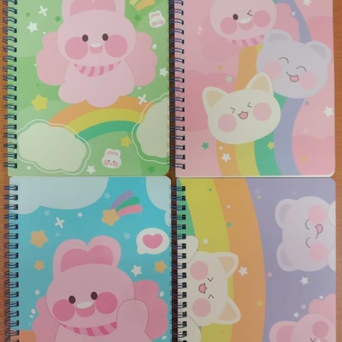 

buku notebook ring spiral a5 motif rainbow animal satuan