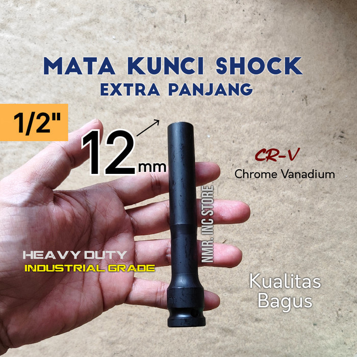 DISKON Mata Kunci Shock 12 12mm Extra Panjang 130mm, Sok Impact 1/2" Pas