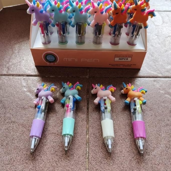 

pen mekanik 4 warna kepala karet unicorn satuan