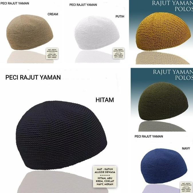 Peci Yaman Peci Rajut Yaman Polos Sulam Tangan Peci Rajut Bahan Katun