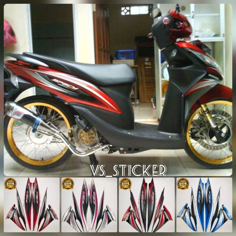 STRIPING STANDART MOTOR SPACY KARBU 2011 2012 HITAM MERAH MURAH BERKUALITAS