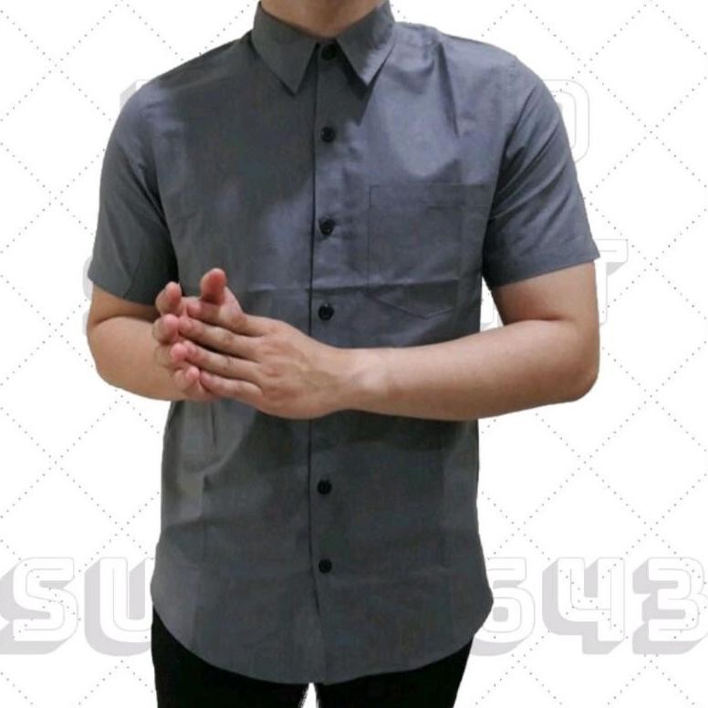 Kemeja Hem Polos Pria Lengan Pendek Putih Boyi Top Man Formal Kasual