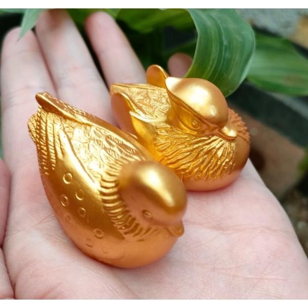 Fengshui Sepasang Bebek Mandarin Emas Mini Simbol Cinta Sejati