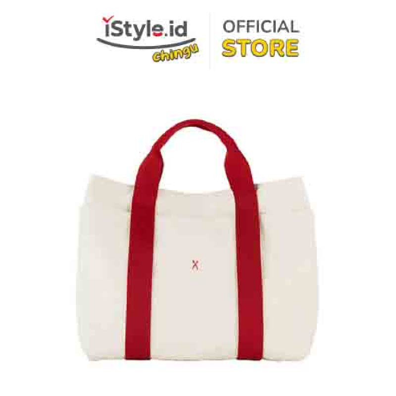 JOSEPH AND STACEY STACEY DAYTRIP TOTE CANVAS M - IVORY RED