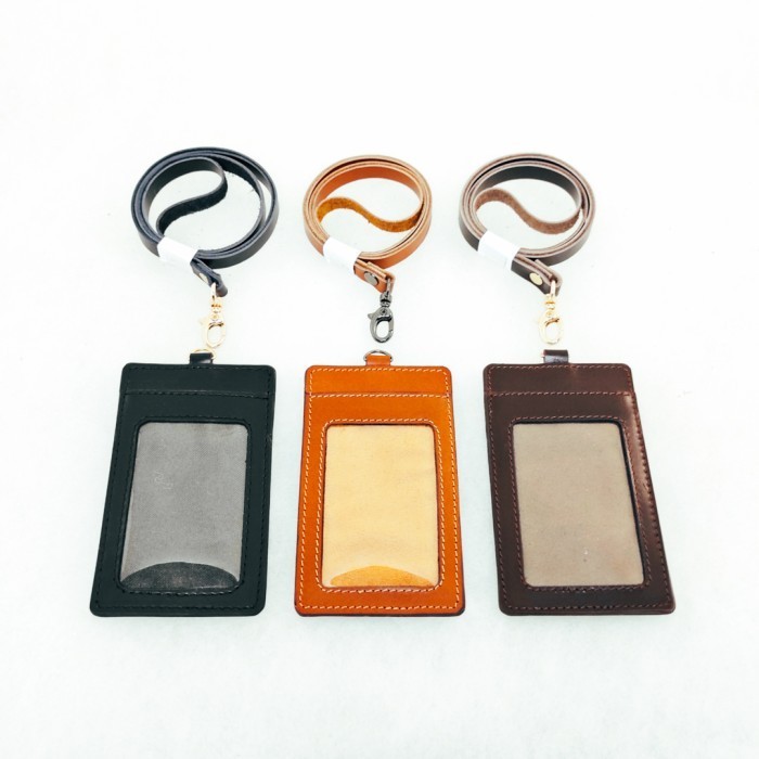 

Fauma Leather Name Tag/ Tempat Kartu ID Card Holder Dua Sisi Kulit Sapi Asli