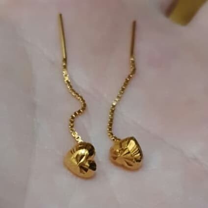 Ready Anting Panjang Elegant Model Hati emas asli