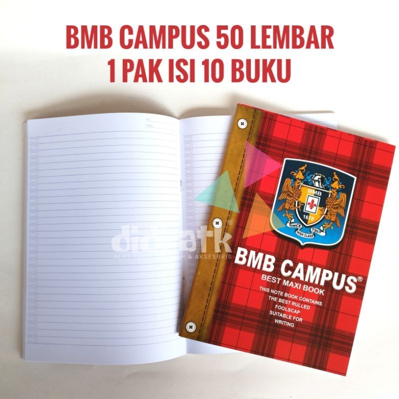 

Buku Tulis Boxy BMB Campus 50 Lembar 1 Pak Isi 10 Buku