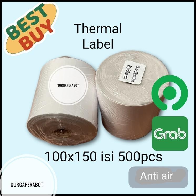 

d-54 Label Thermal 100 X 150 Isi 500 pcs Kertas Sticker Barcode A6 Termal Stiker 100x150mm Awb Murah