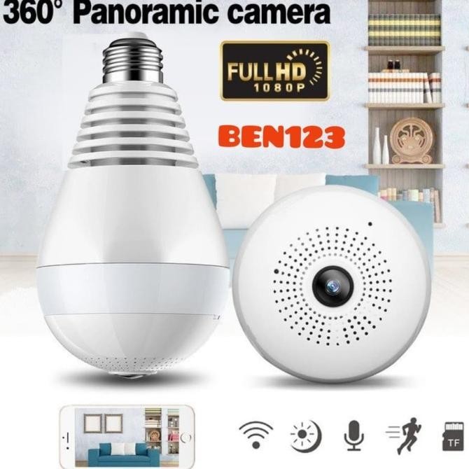 Camera CCTV WiFi bohlam panoramic 360' bulb lamp V380 IP Kamera