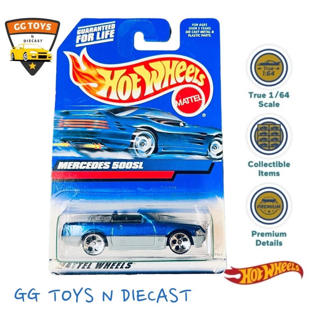 Hotwheels Hot Wheels HW Bluecard Mercedes 500SL Biru Rare