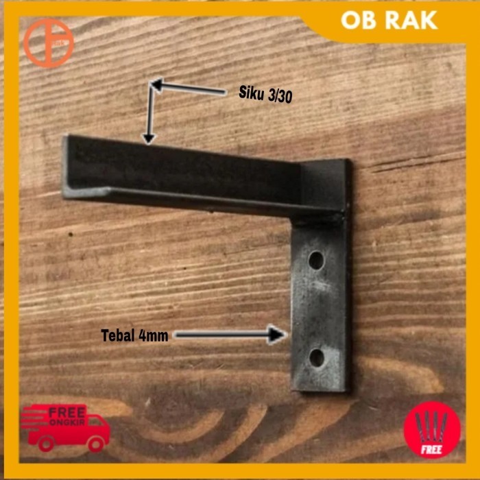 Rak Besi Siku L Penyangga Kayu/Ambalan Rak Dinding Besi