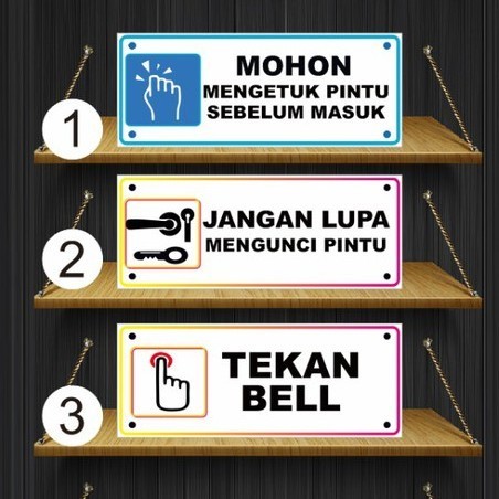 

stiker ketuk pintu, stiker jangan lupa mengunci pintu, stiker pencet bell