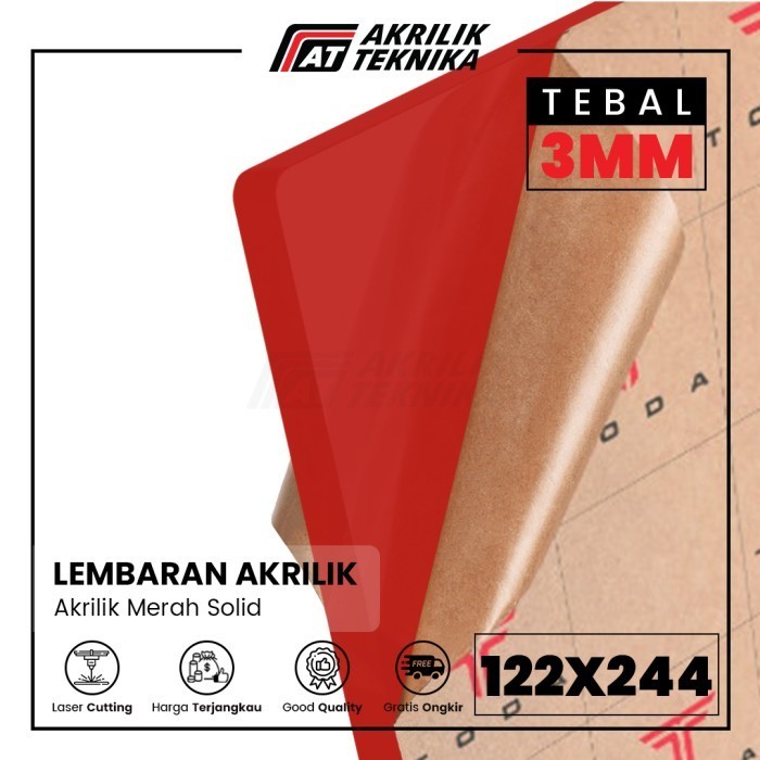 AKRILIK 122 X 244 MERAH 3MM LEMBARAN ACRYLIC BERKUALITAS