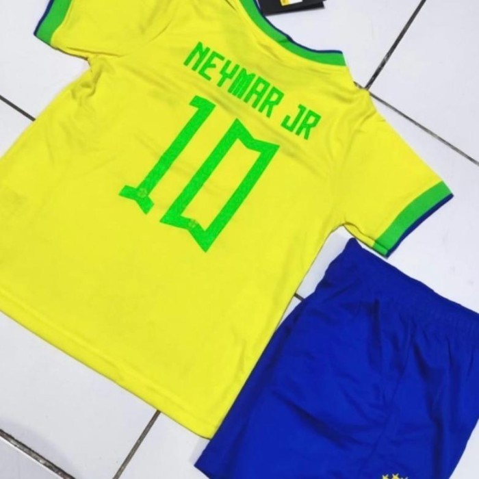 Kaos Brazil Keren Neymar Jr 10 Jersey Bola Home Kids Neymar Jr 10