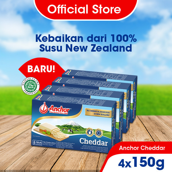 

ANCHOR CHEDDAR BLOCK CHEESE 4 X 150G - KEJU CHEDDAR ASLI NEW ZEALAND