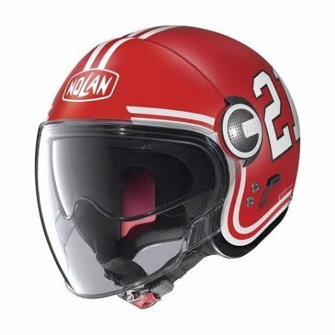 HELM RETRO KLASIK NOLAN N21 VISOR QUARTERBACK 084 FLAT CORSA RED SNI