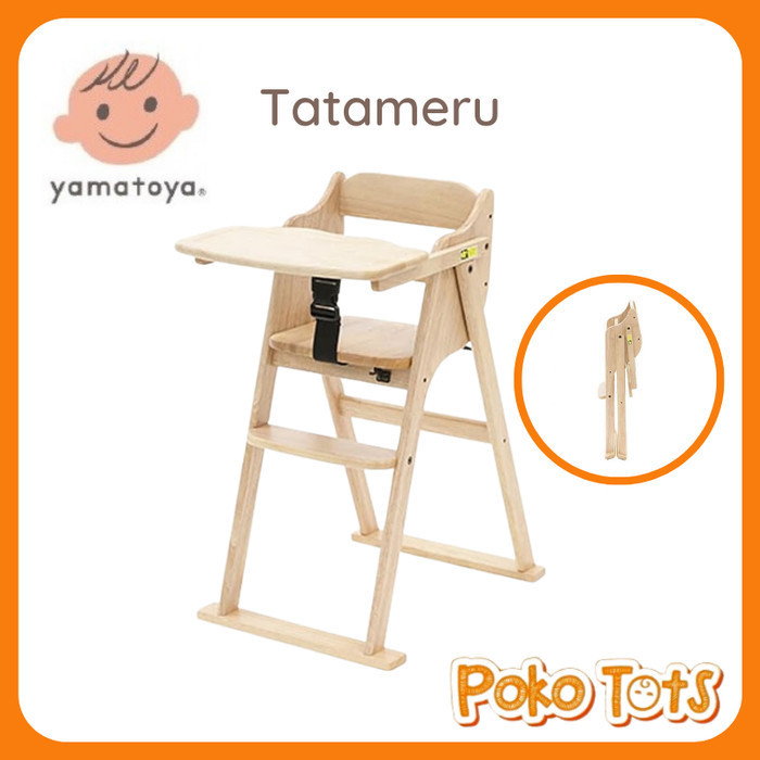 Yamatoya Tatameru Plus Table Kursi Makan Anak Kayu Baby High Chair