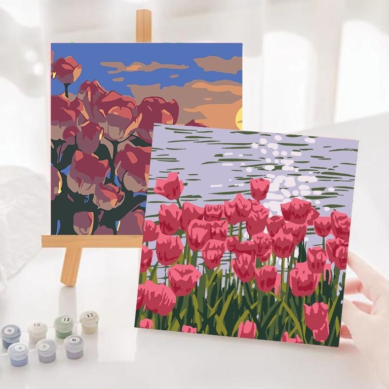 

m-4 Paint By Number 20x20cm DIY Paint Kit with Frame Digital Painting Landscape Cartoon Anime Series Murah