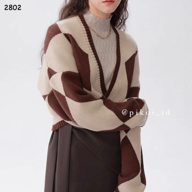 Terbaru Cardigan Knit Impor Wanita Minimalis / Outer Rajut Premium Korea Tebal Original