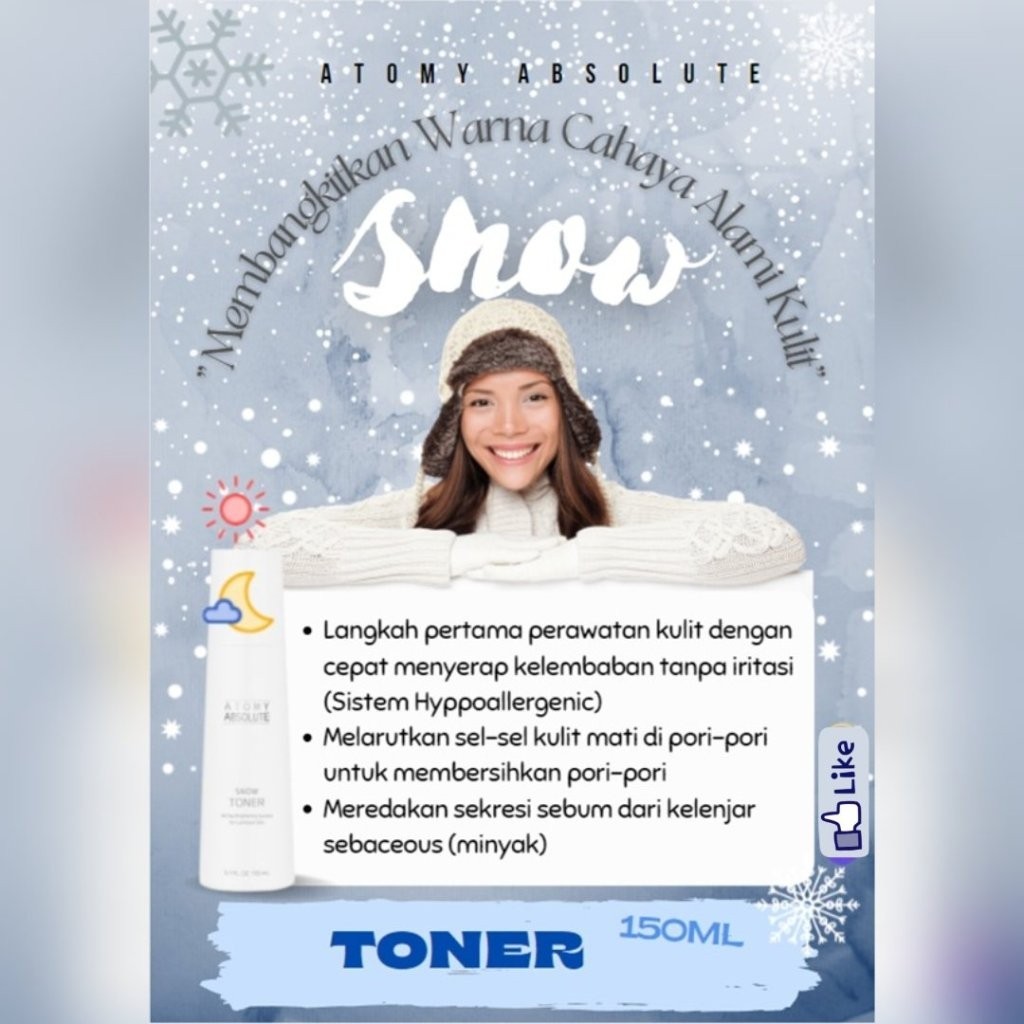 Atomy Absolute Snow Toner Melembab, Cerah, Buang Sel Mati