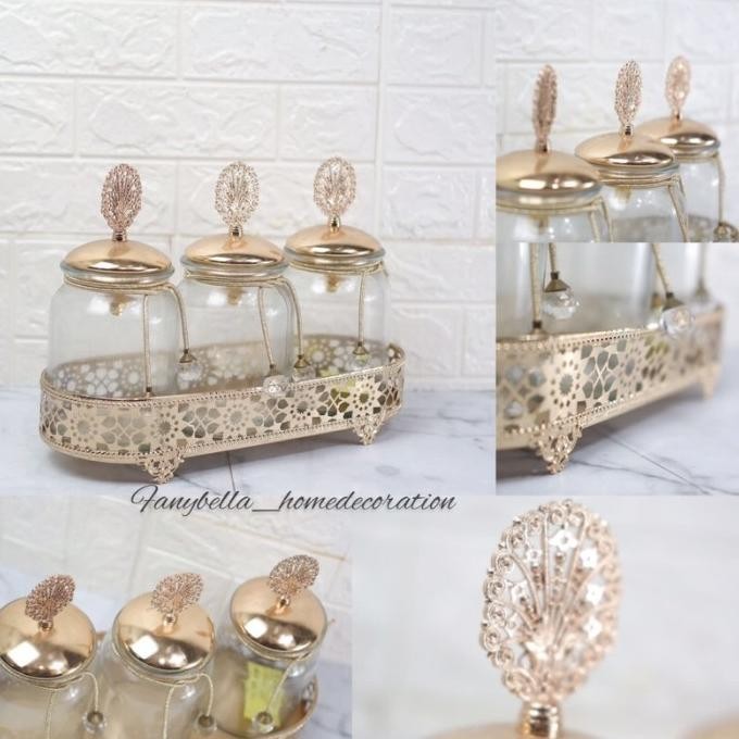 Toples Kaca Satu Set Mewah Sultan Emas Gold Mewah Lebaran Dekorasi Tokoanna39