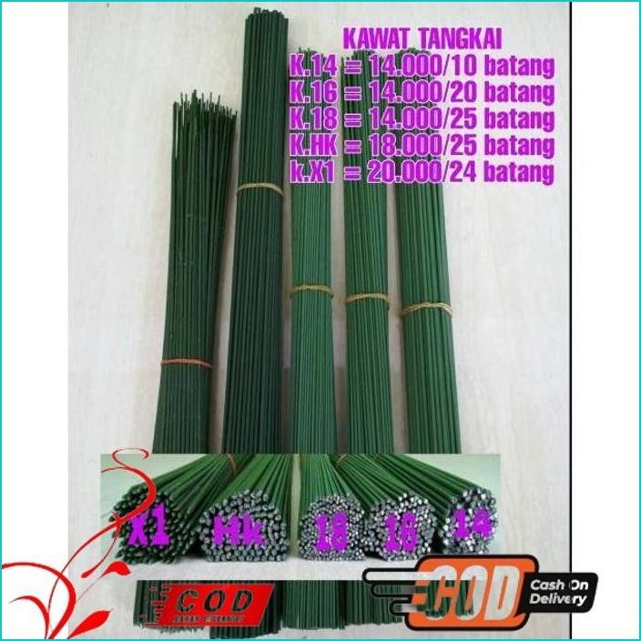 TERLARIS 1 IKAT KAWAT TANGKAI KAWAT BATANG BUNGA ISI 10 - 25 PCS BAHAN KERAJINAN HANDMADE UK 18/K 14