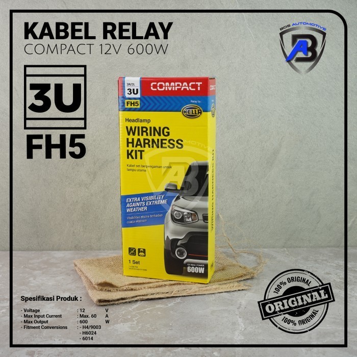 Kabel Relay Set Hella Lampu Depan Headlamp Mobil H4 3 Relay Original