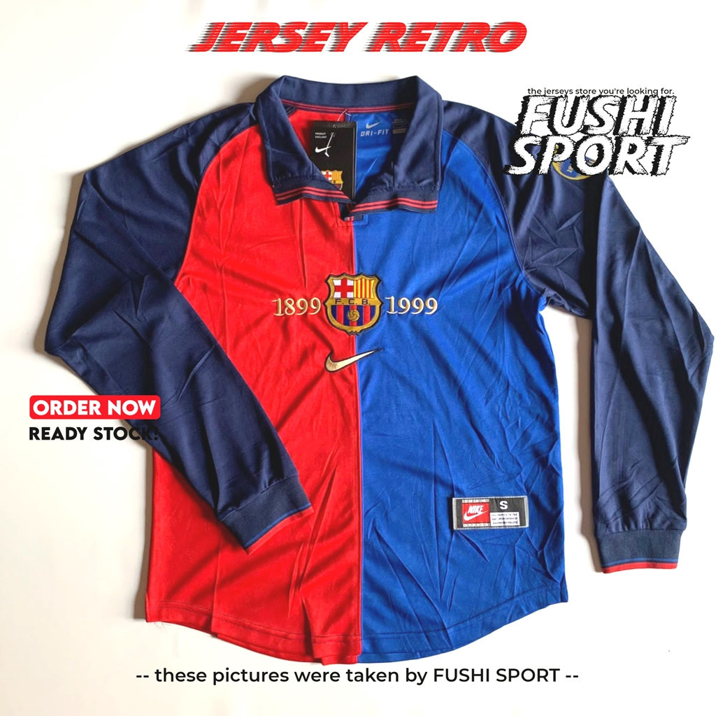 [BEST DEAL] RETRO Jersey Baju Bola Barca Home 1999 2000 Lengan Panjang Long Sleeve Grade Ori