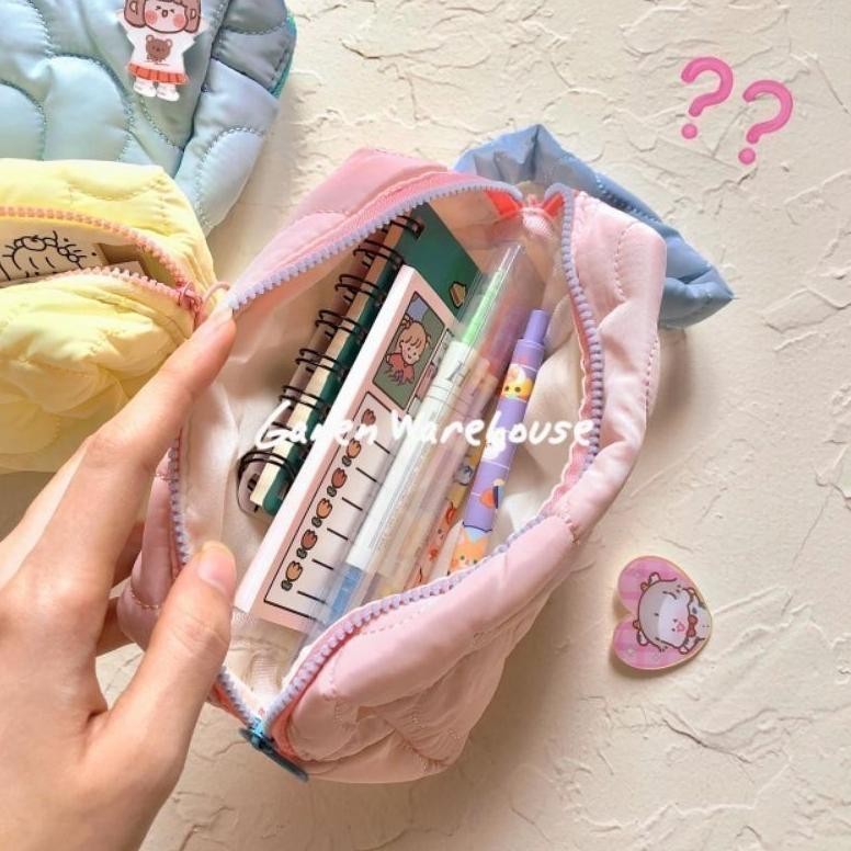 

uk-12 [GW] Tempat Pensil Kain Korea Pastel Pouch Make Up Lucu Aesthetic Motif Bunga Sale