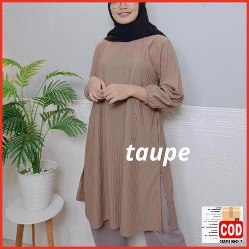 Hot Promo Auliya Tunik Knit Wanita Muslim Lengan Karet Mewah Elegan Dres Knit Midi Dres Good Quality