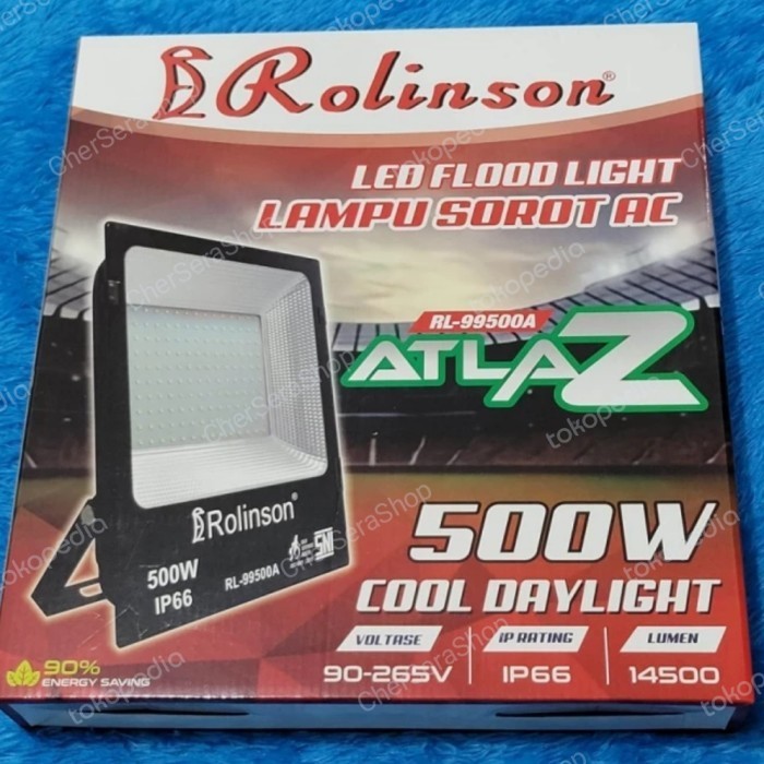 Lampu Sorot Rolinson Atlaz Rl-99500A Ac 500 Watt Ip 66 Flood Lamp Led Ori