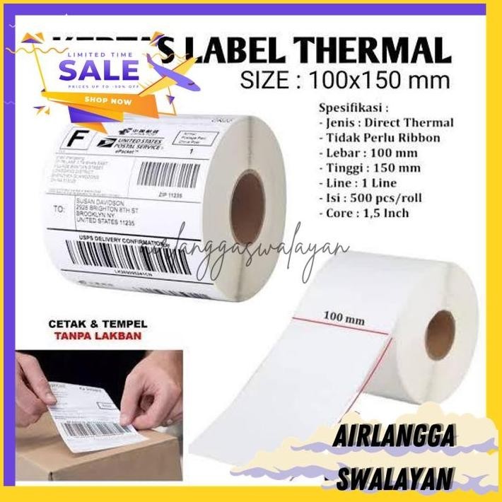 

ISI 500 LBR - KERTAS STICKER LEBAL THERMAL LABEL BARCODE UK 100X150MM BEST SELLER