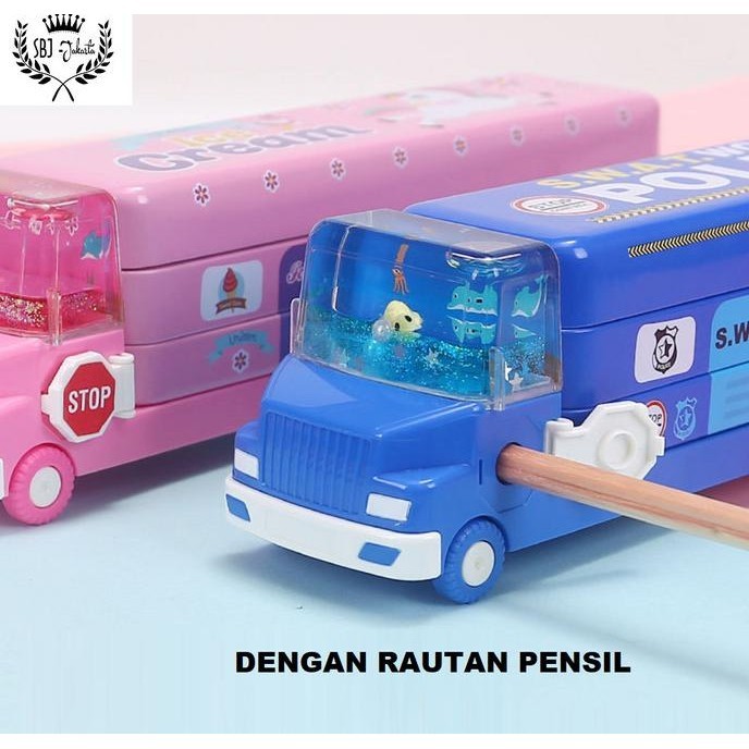 

Tempat pensil Kotak pensil Bus Double Decker Metal Series unik lucu P64T