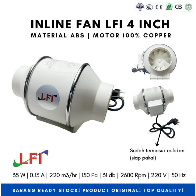 Inline Fan LFI 4 inch PP Plastik Duct Inline PP 4 inch