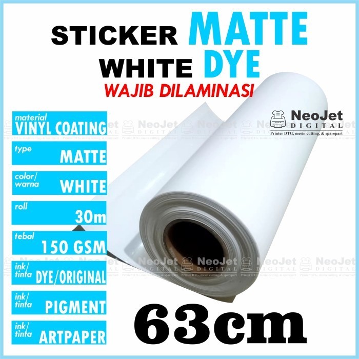 

Stiker Sticker Vinyl Matte Inkjet Dye Doff Doft Mate 63 Cm Putih Matt