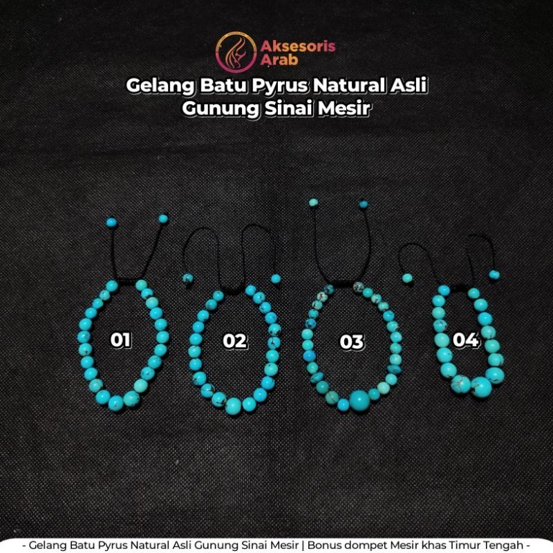 Gelang  Batu Pyrus Pirus Firus Fairus Natural Asli Gunung Sinai Mesir